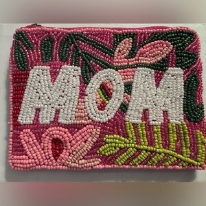 New Mom floral seed bead coin purse